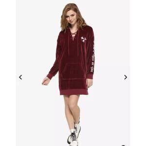 Her Universe Disney Hocus Pocus Velour Lace-Up Hoodie Dress Size small